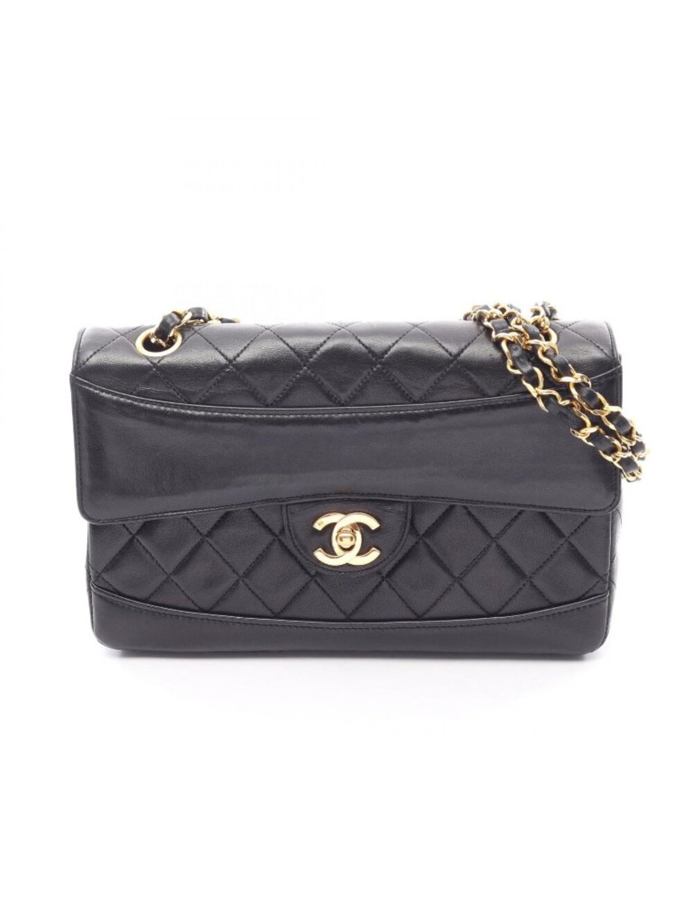 Chanel Shoulder Bag Quilted Black Lambskin Chain